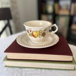 Vintage Metlox Vernon Ware Fruit Basket Teacup & Saucer Set